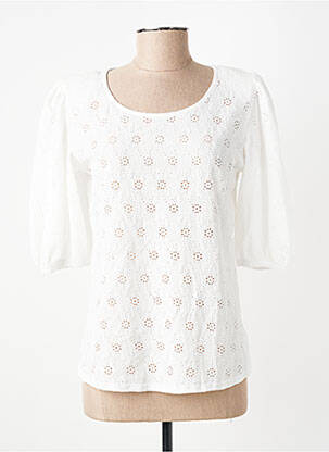 Blouse légère et transparente manches courtes blanc GEVANA femme