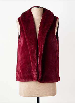 Gilet sans manche col châle rouge GEVANA femme