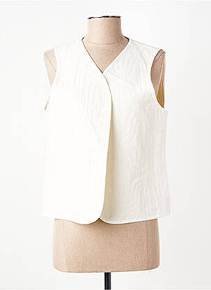 Gilet sans manche coupe droite beige GEVANA femme