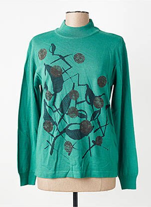 Pull coupe cintrée manches longues vert GEVANA femme