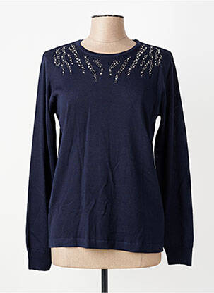 Pull coupe cintrée manches longues bleu GEVANA femme