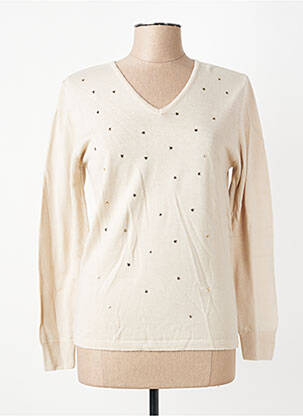 Pull coupe cintrée manches longues beige GEVANA femme