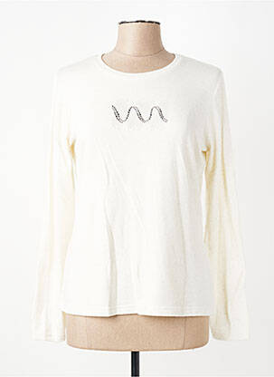 Pull tissage chiné manches longues beige GEVANA femme