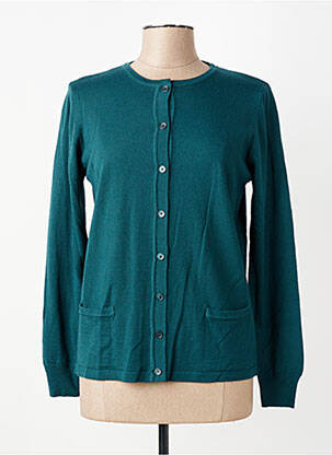 Gilet manches longues col rond vert GEVANA femme