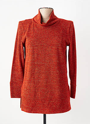 Pull tissage chiné manches longues orange GEVANA femme