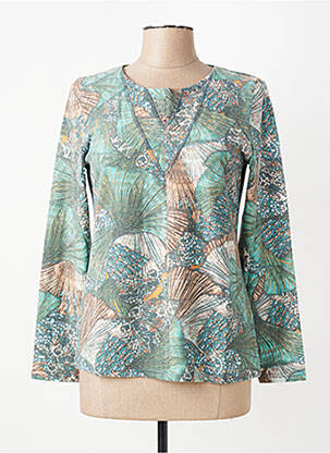 T-shirt imprimé fantaisie manches longues vert GEVANA femme