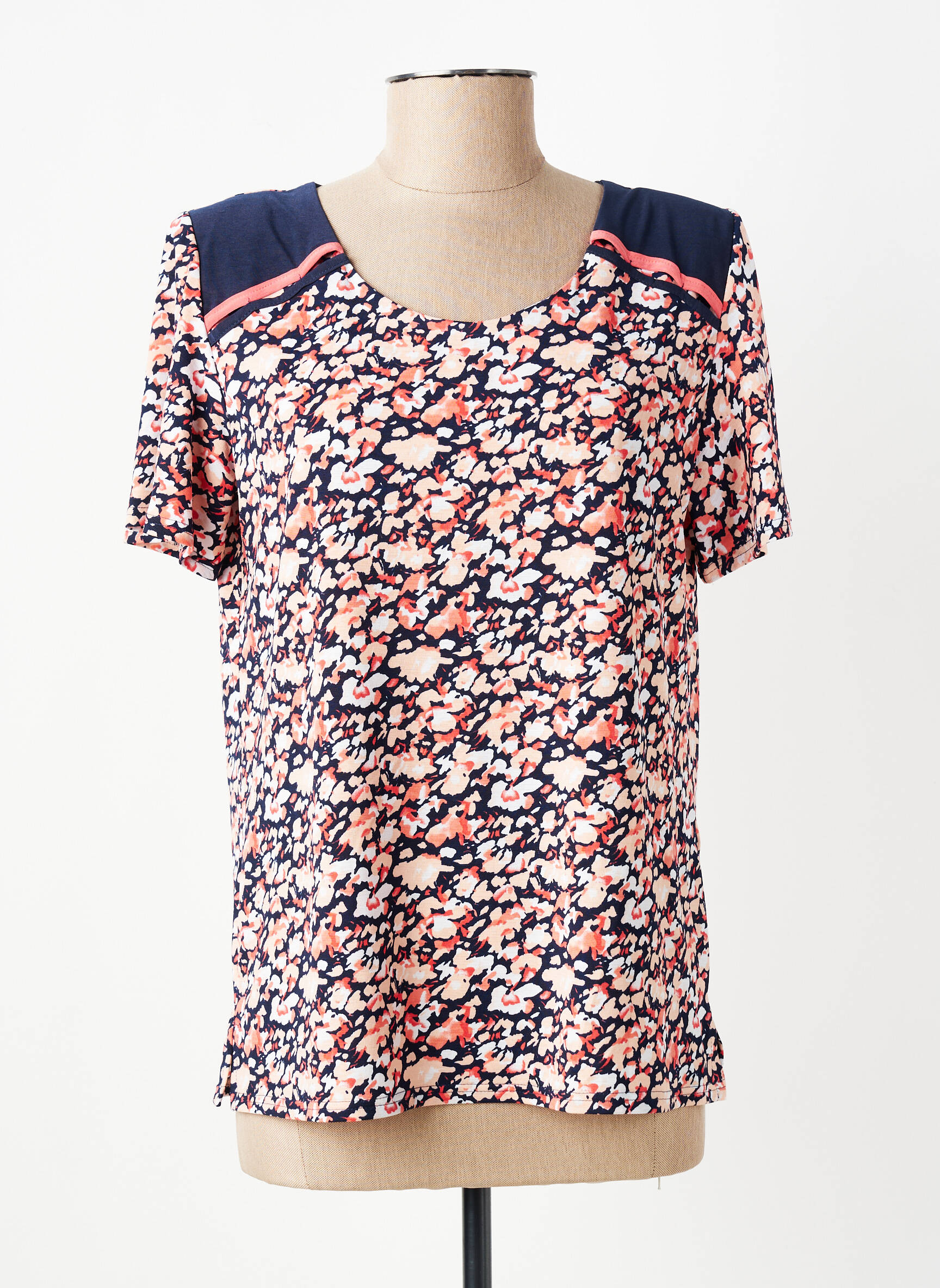 T-shirt coupe cintrée manches courtes bleu GEVANA femme
