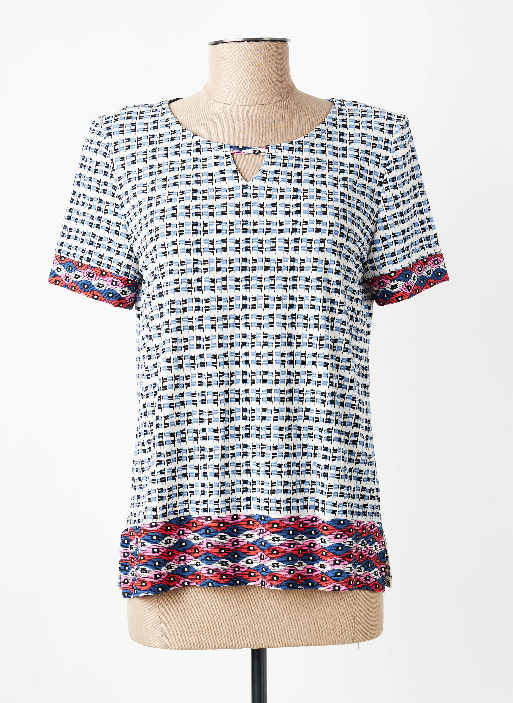 Top stretch manches courtes bleu GEVANA femme