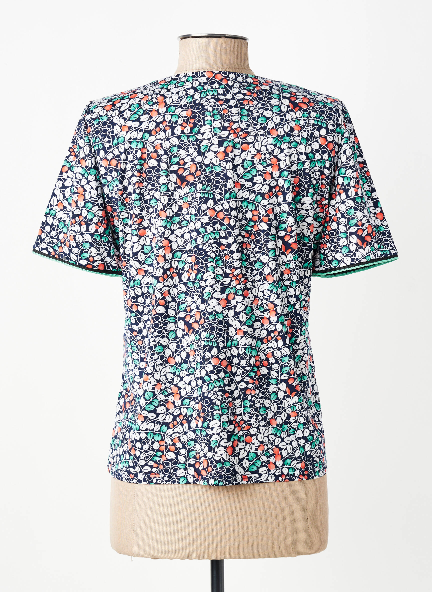 T-shirt col v manches courtes bleu GEVANA femme