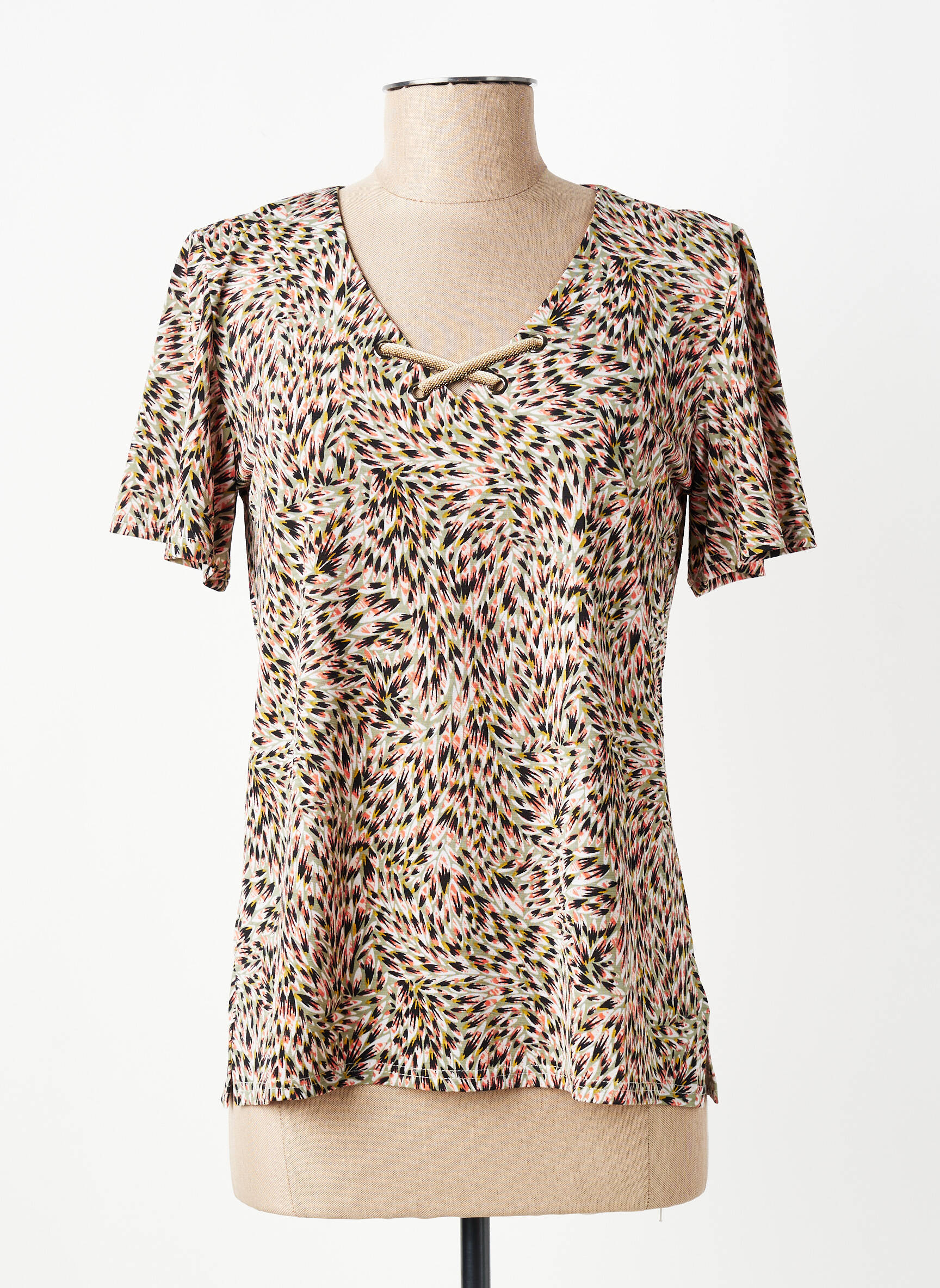 Top stretch manches courtes vert GEVANA femme