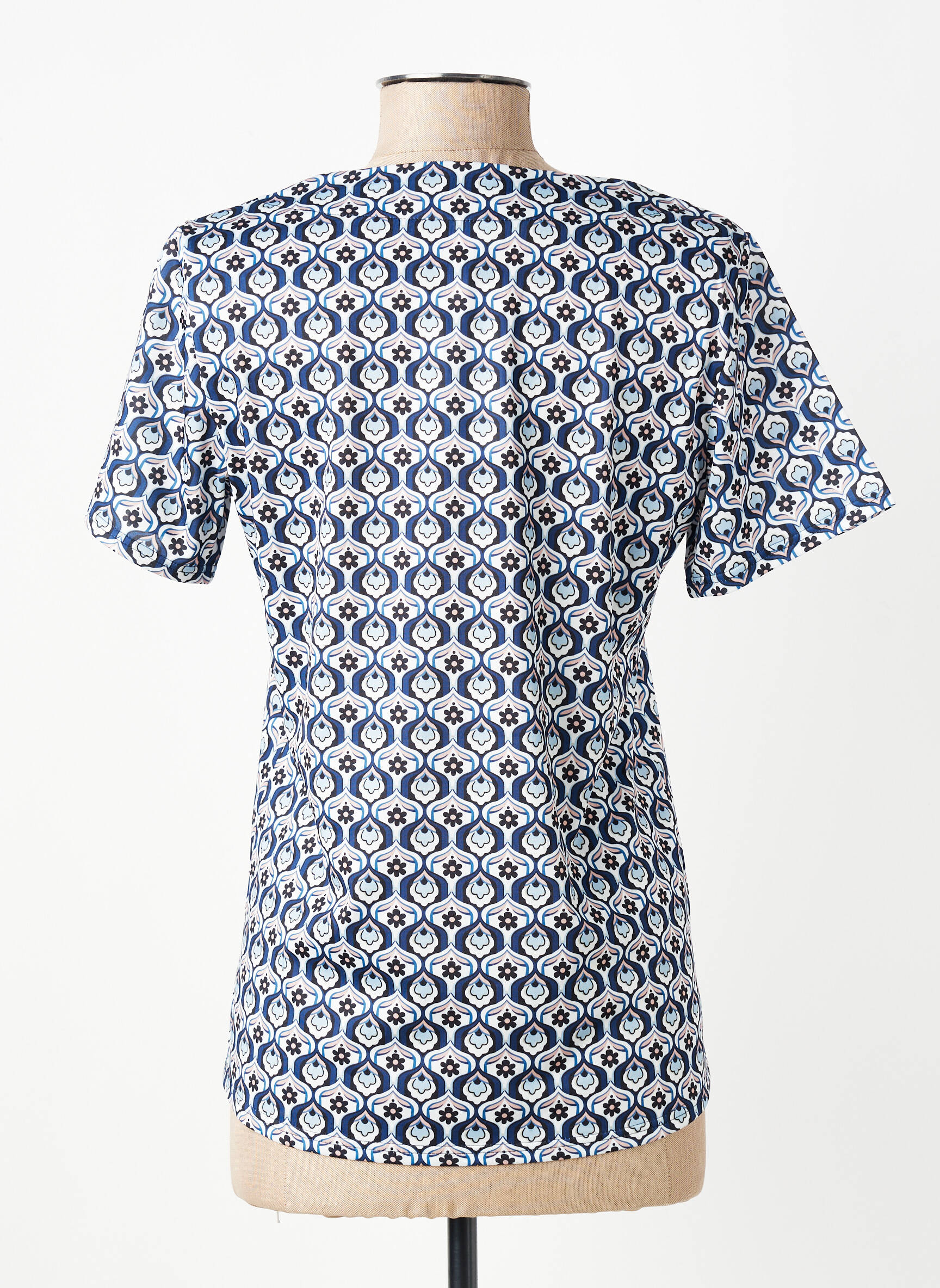 Top stretch manches courtes bleu GEVANA femme