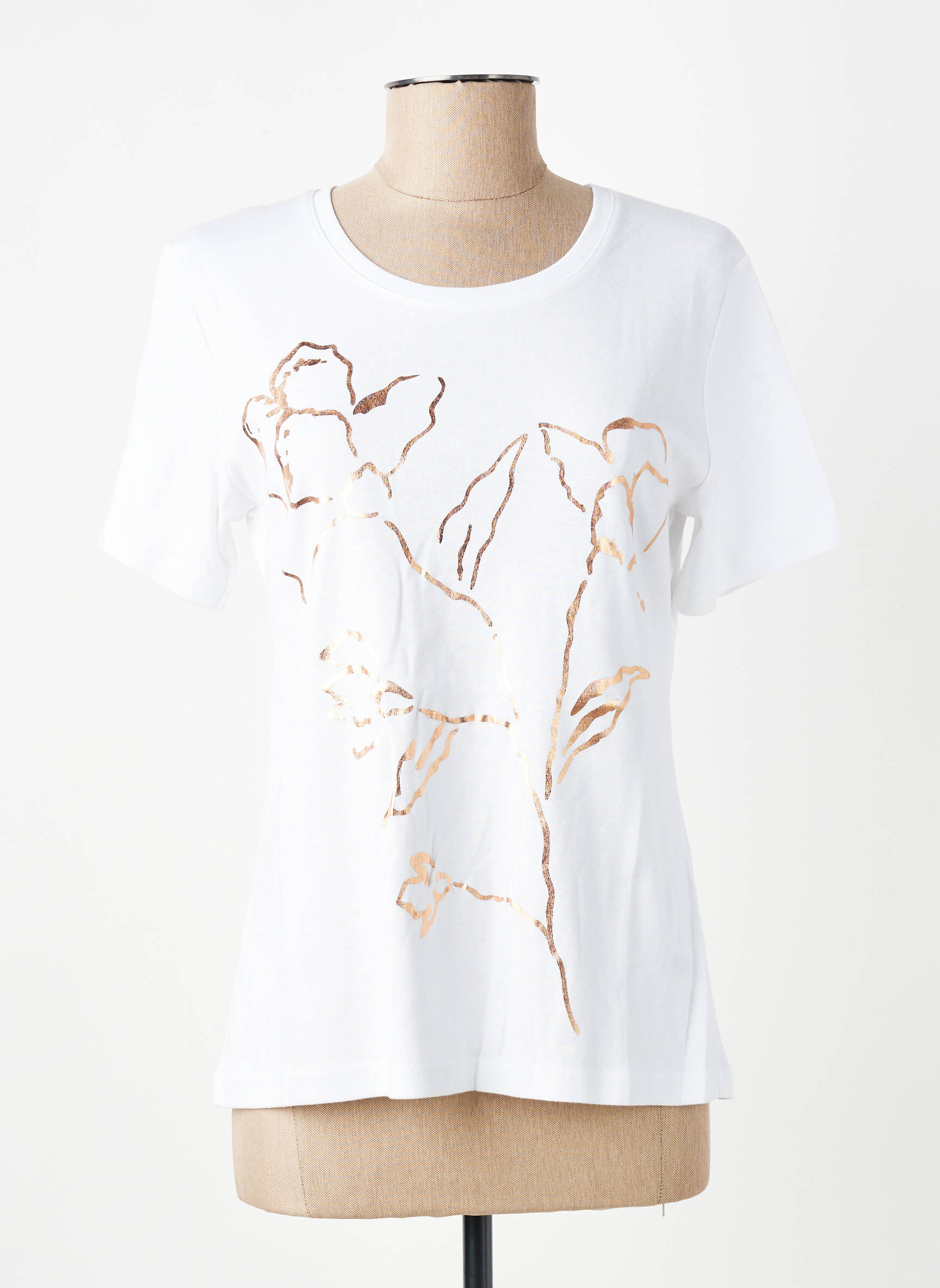 T-shirt sérigraphie manches courtes blanc GEVANA femme