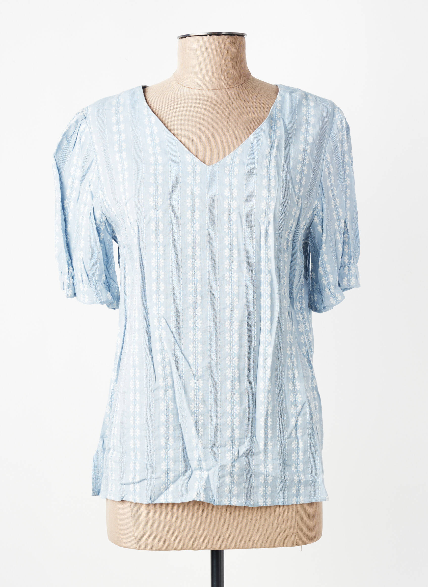 Top stretch manches courtes bleu GEVANA femme