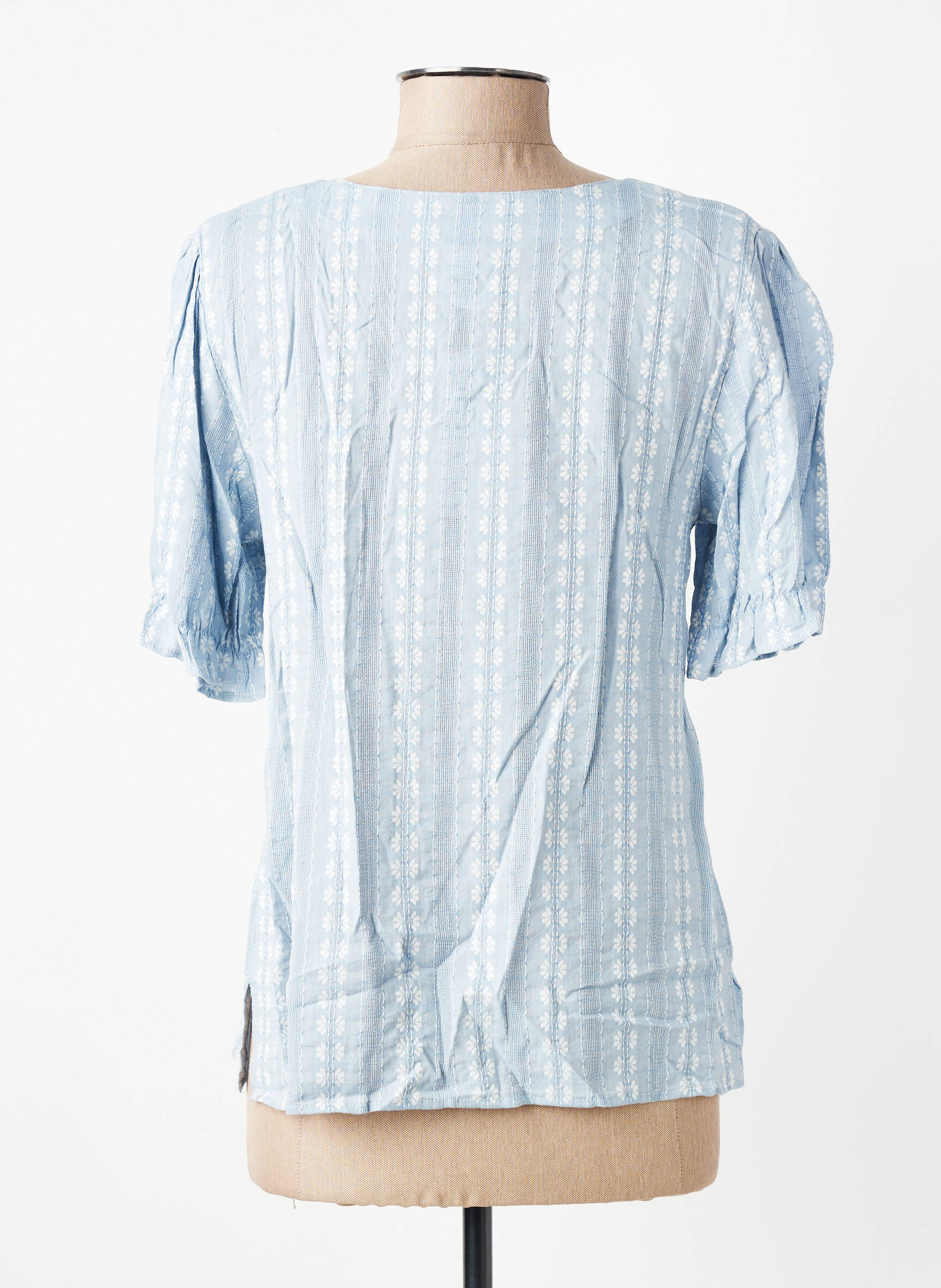 Top stretch manches courtes bleu GEVANA femme