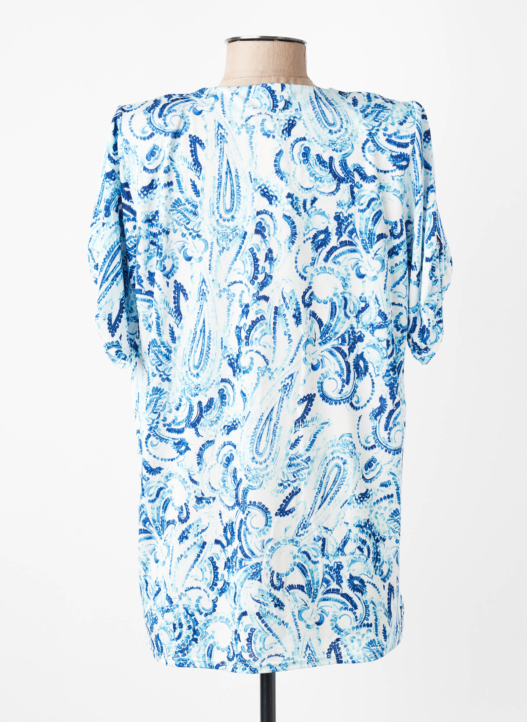 Top stretch manches courtes bleu GEVANA femme