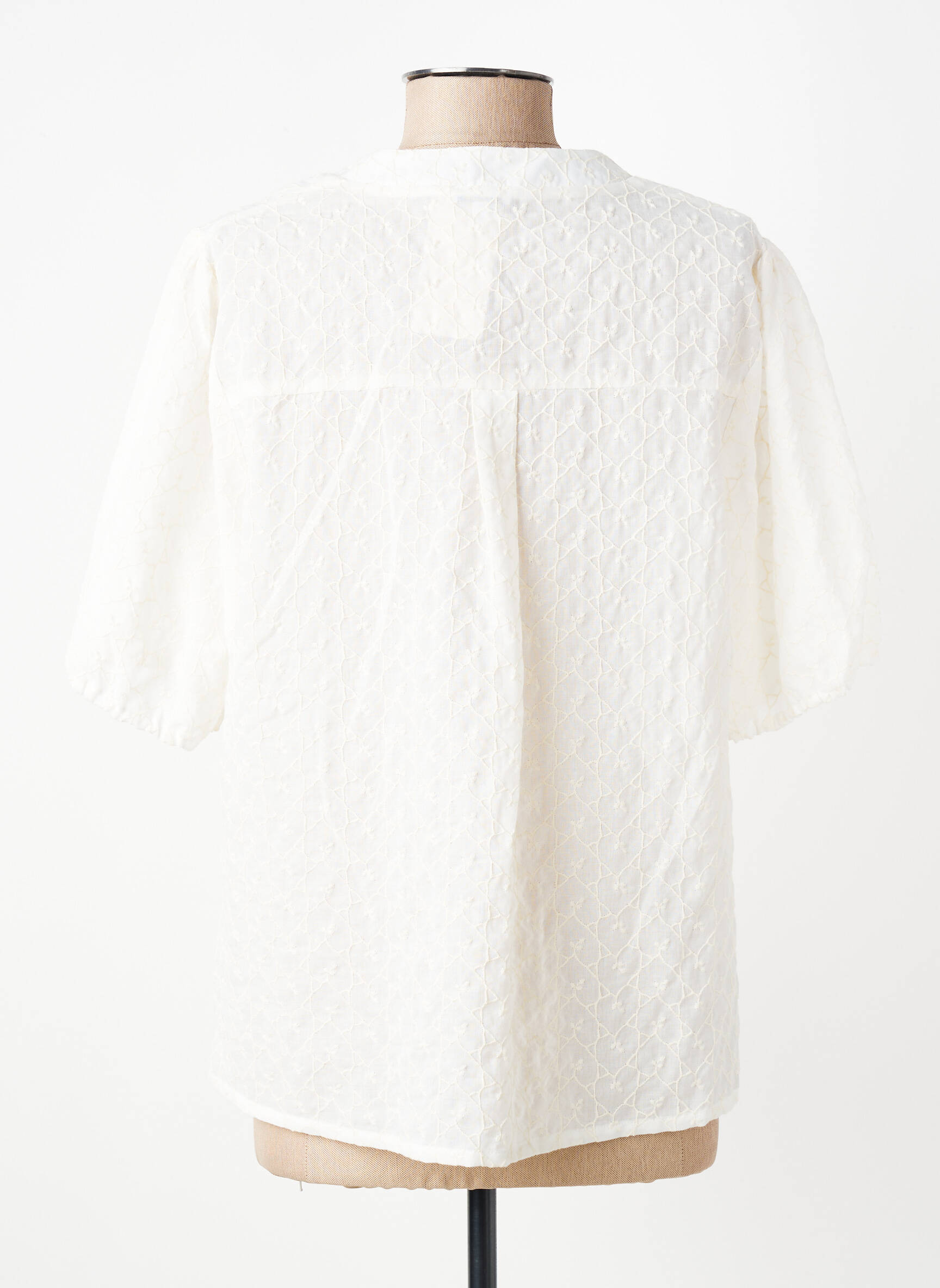 Blouse légère et transparente manches courtes beige GEVANA femme