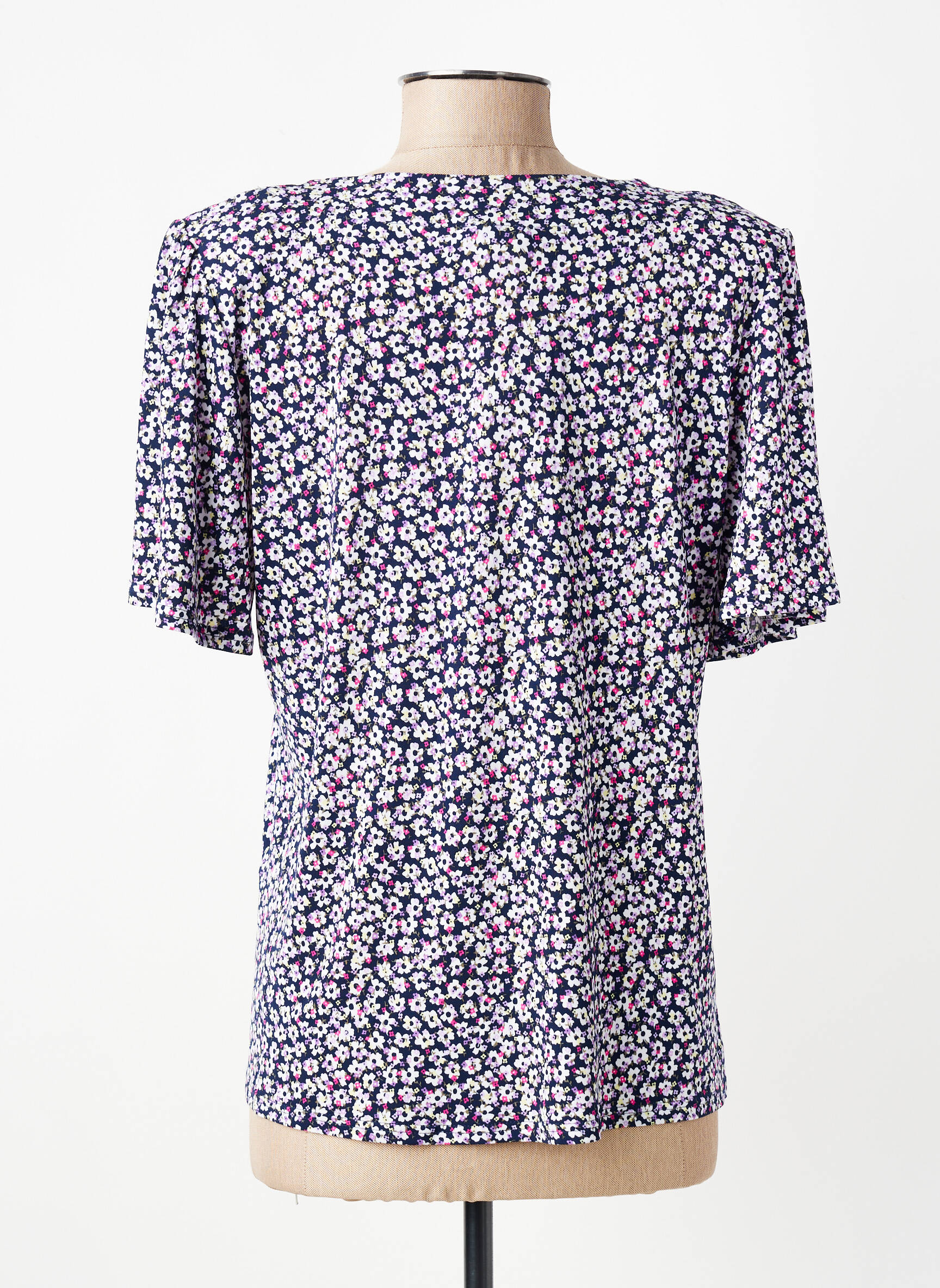 Top stretch manches courtes bleu GEVANA femme