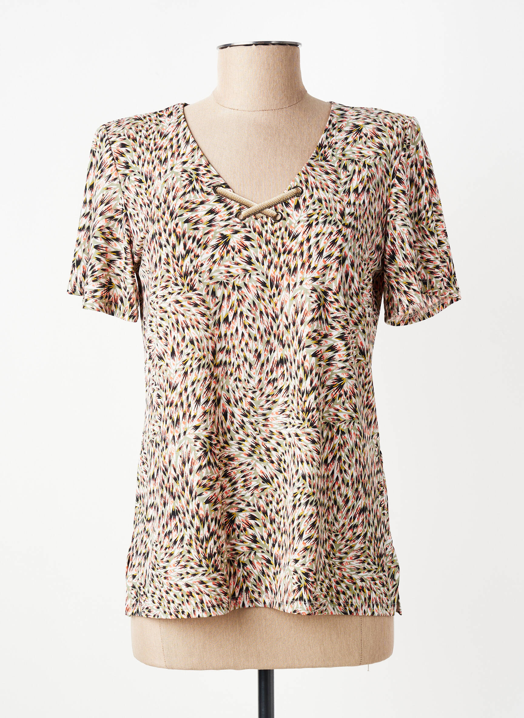 Top stretch manches courtes vert GEVANA femme
