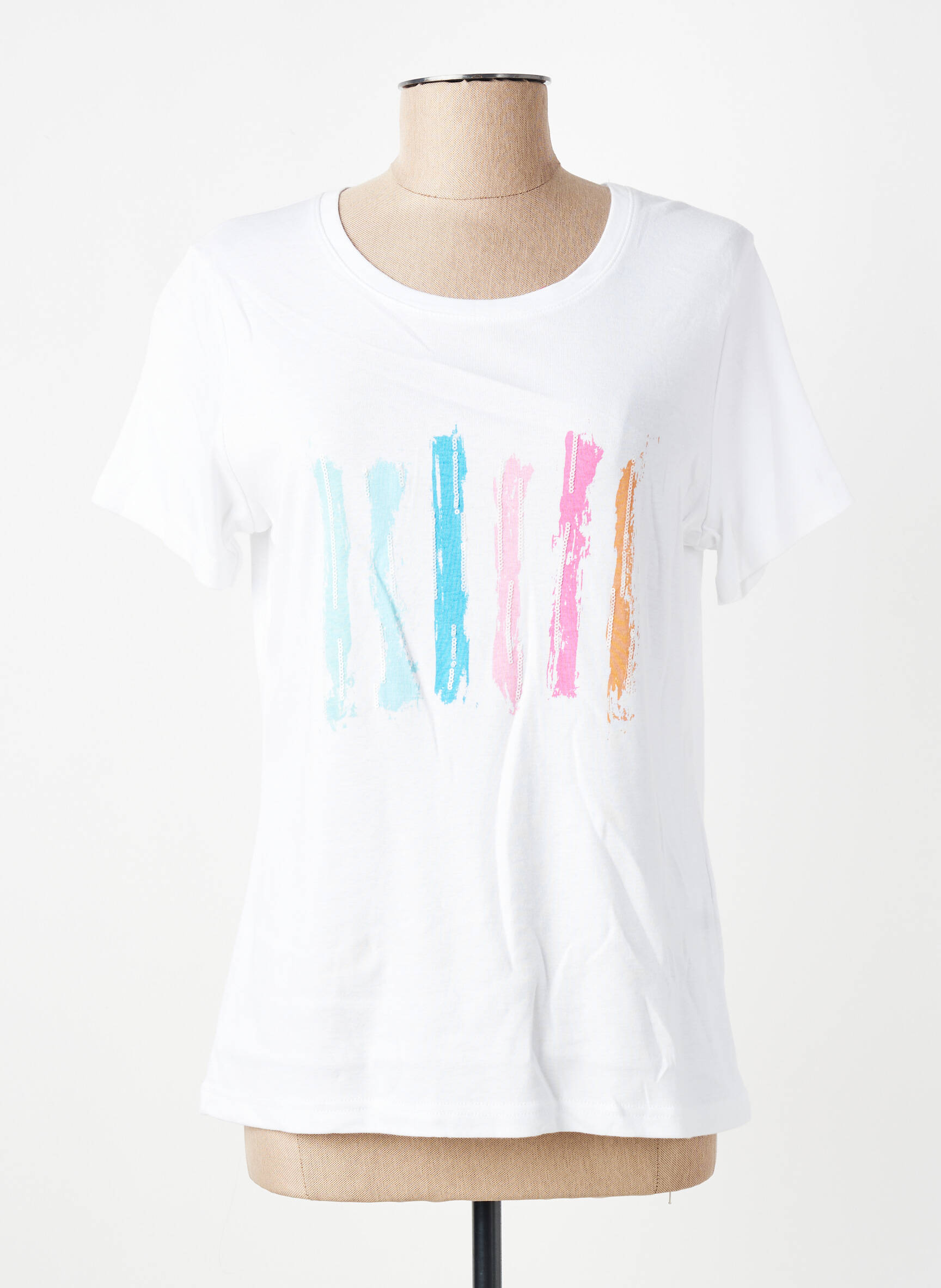 T-shirt sérigraphie manches courtes blanc GEVANA femme