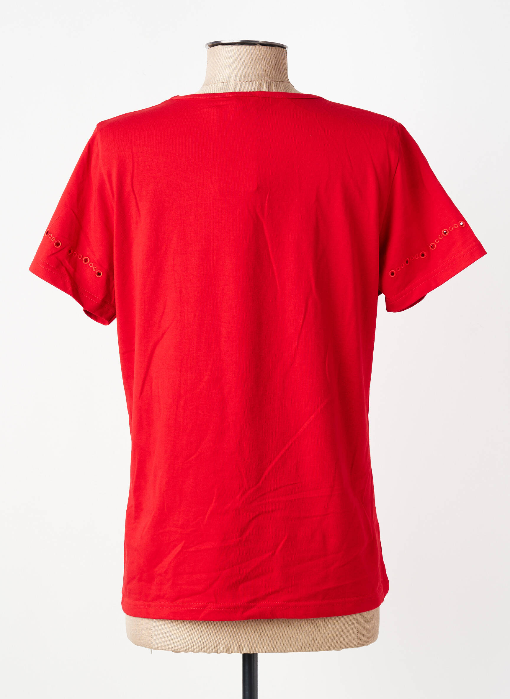 T-shirt col v manches courtes rouge GEVANA femme