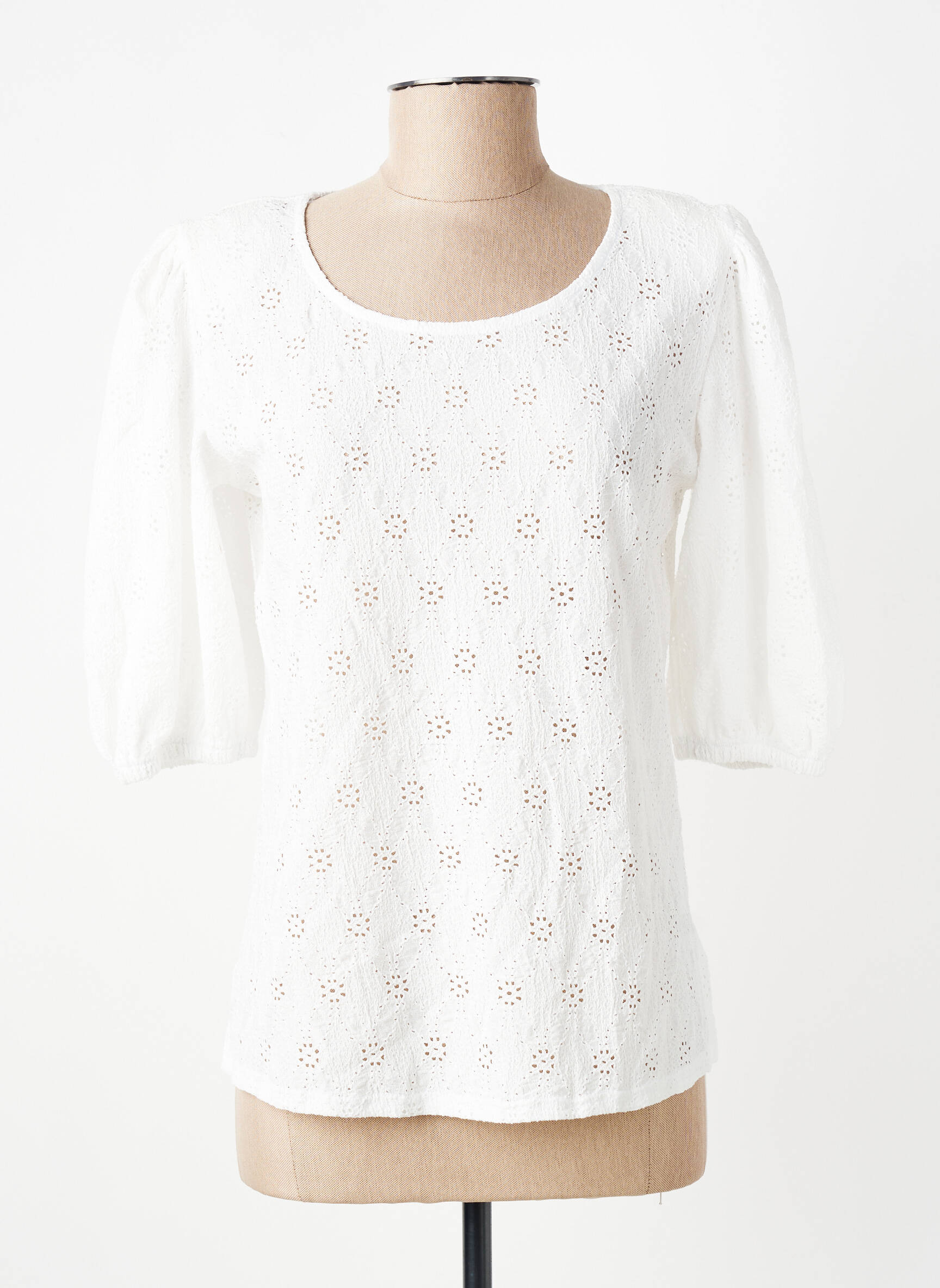 Blouse légère et transparente manches courtes blanc GEVANA femme