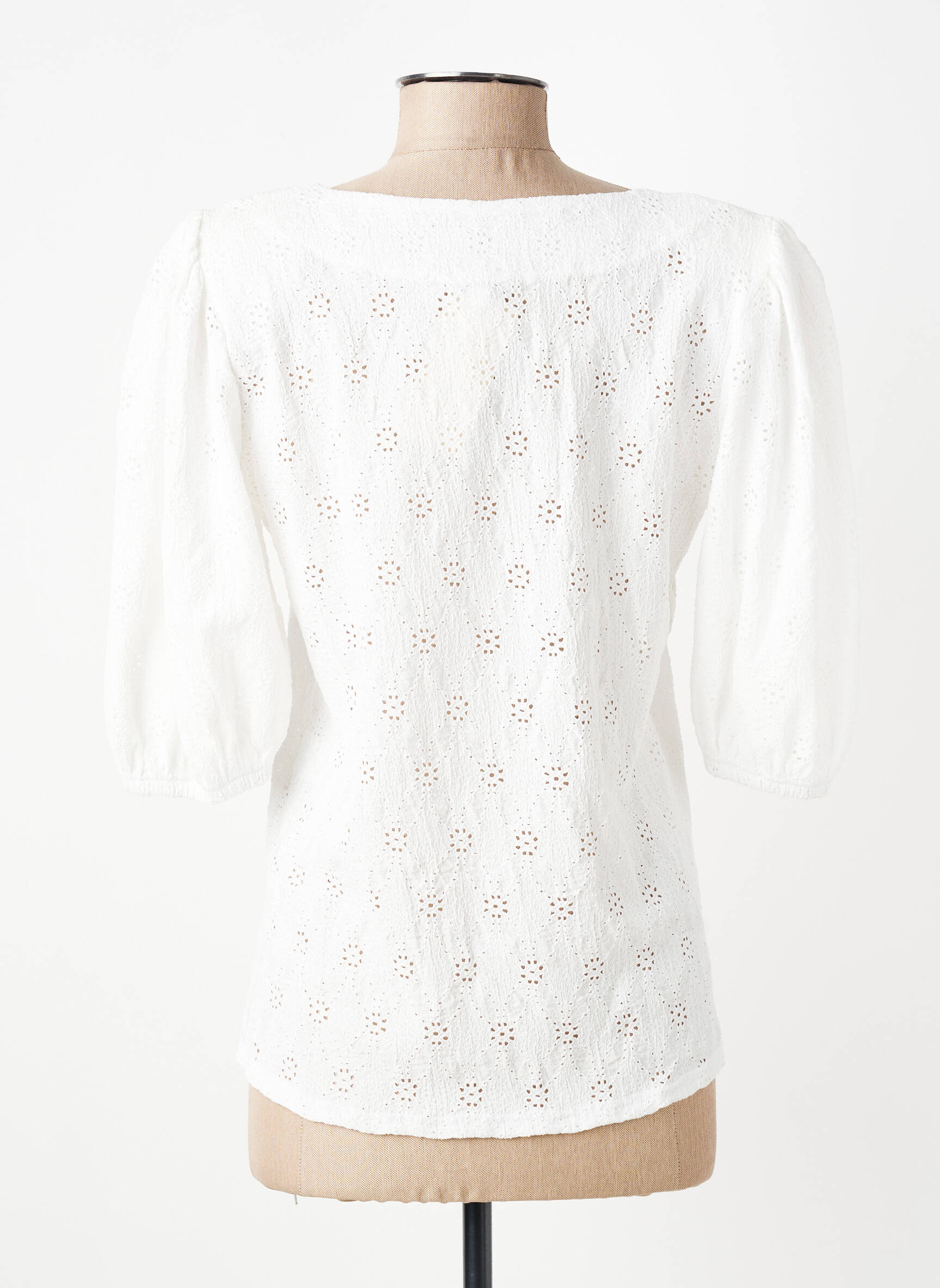 Blouse légère et transparente manches courtes blanc GEVANA femme