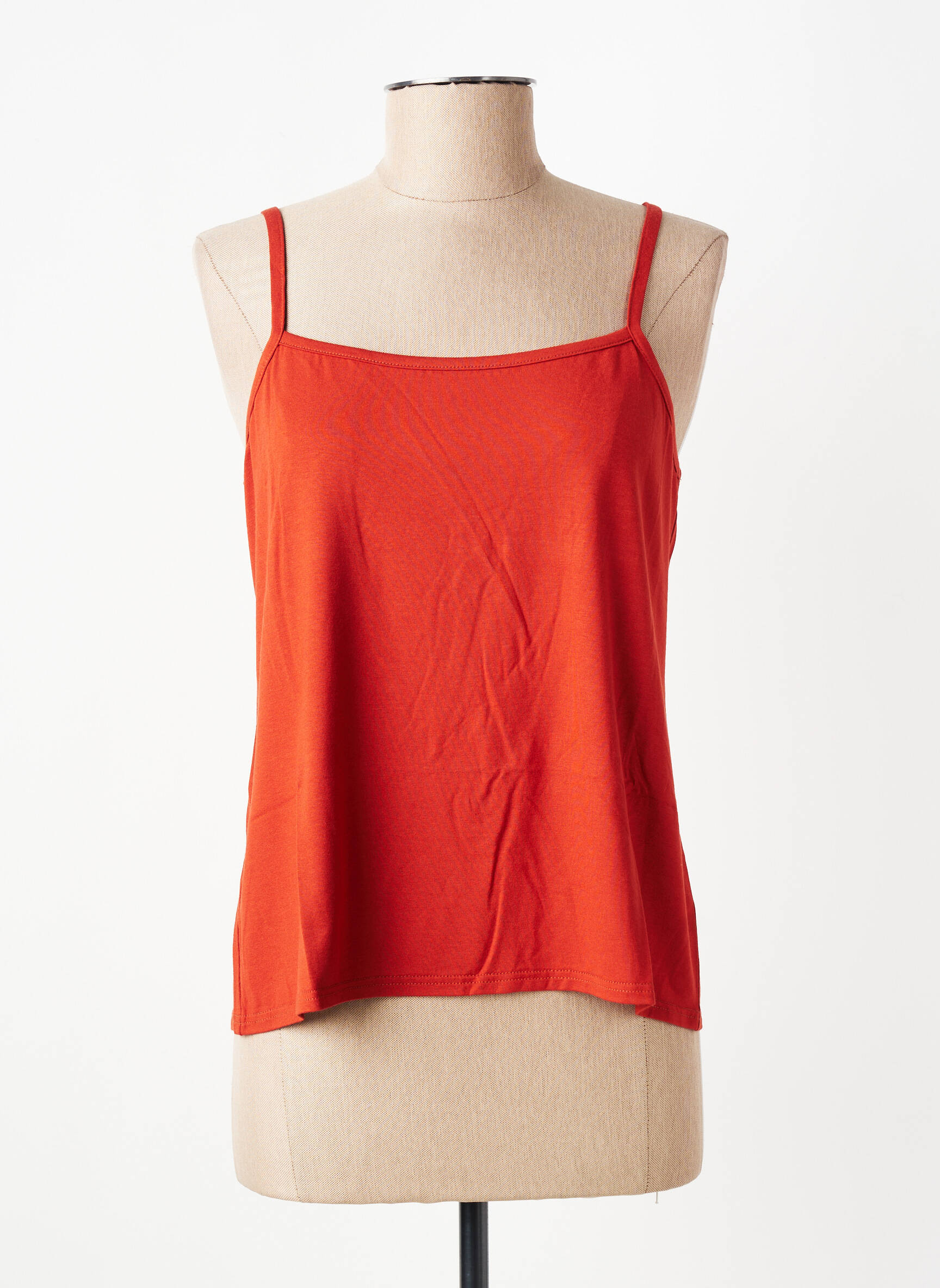Top col carré fines bretelles orange GEVANA femme