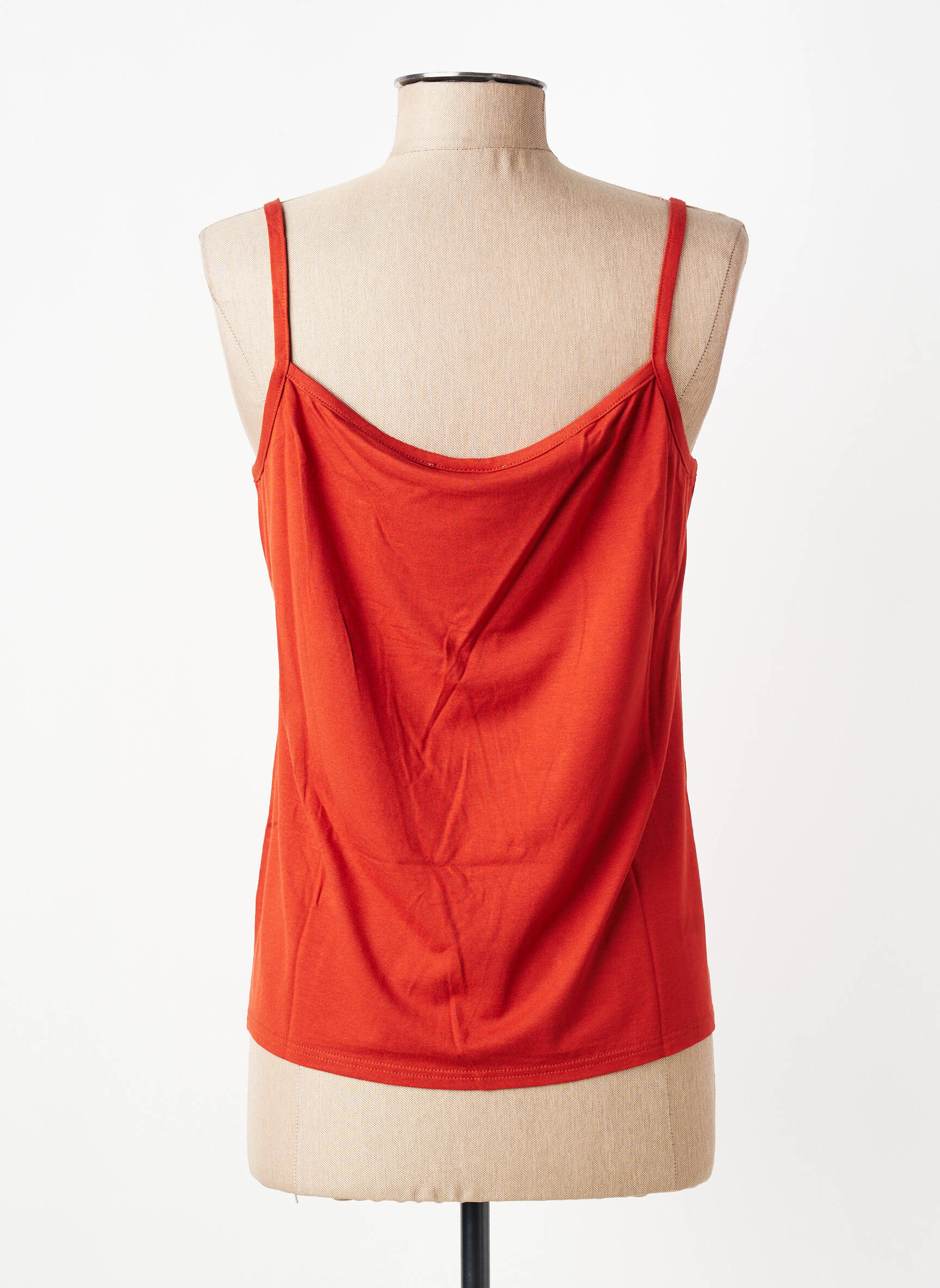 Top col carré fines bretelles orange GEVANA femme