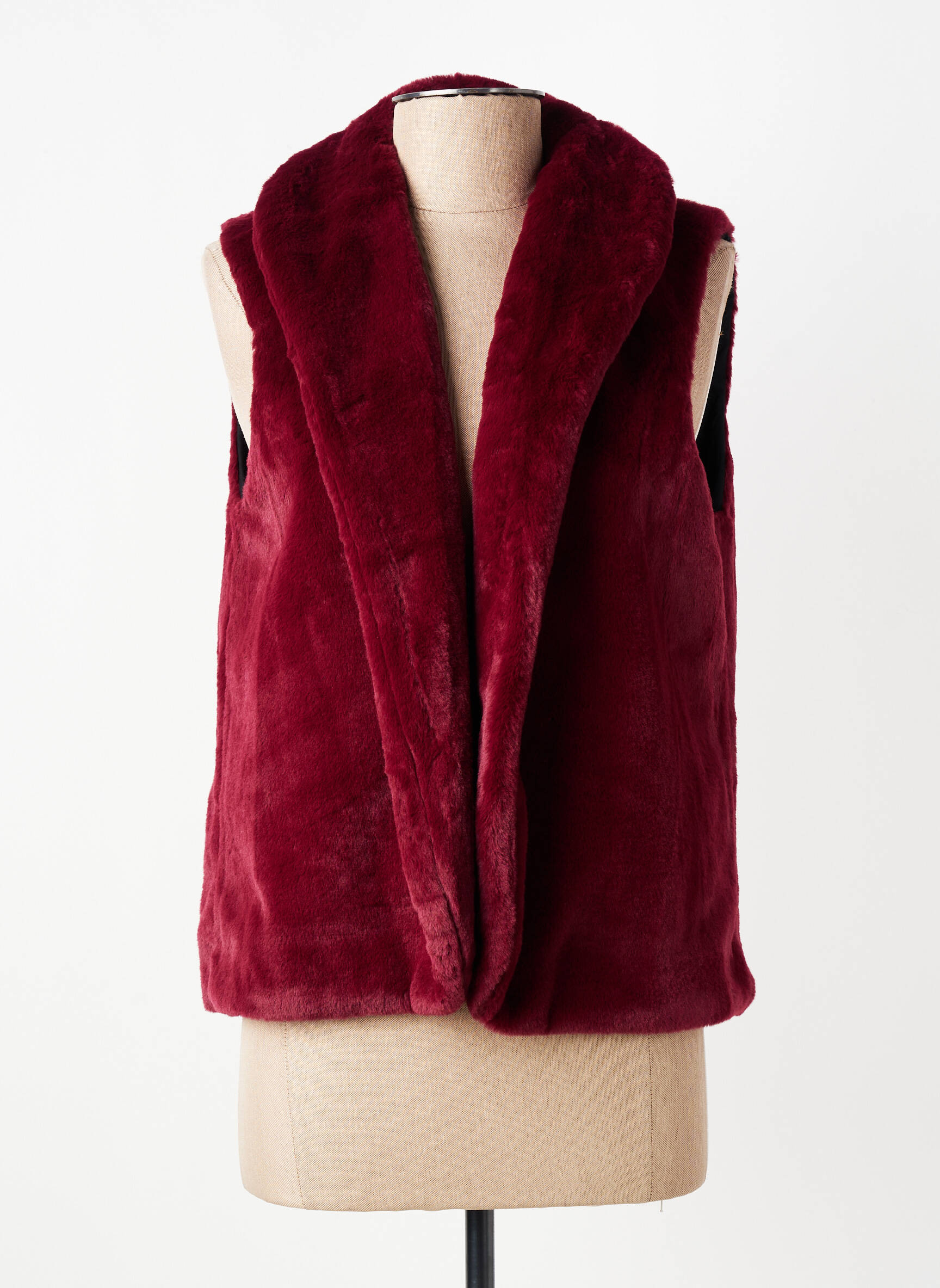 Gilet sans manche col châle rouge GEVANA femme