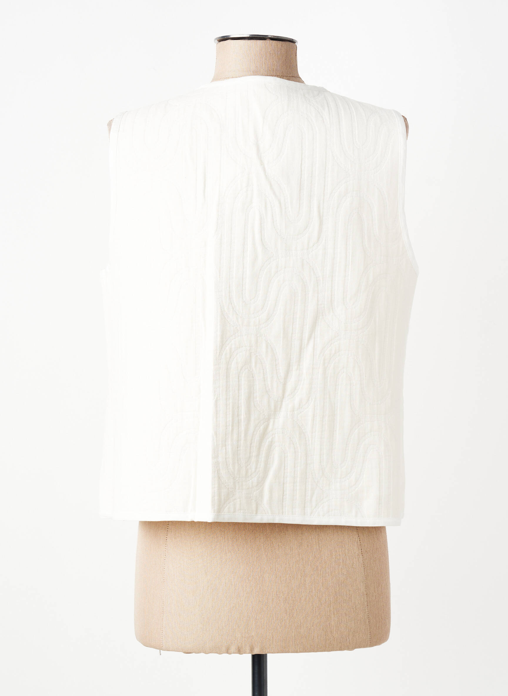 Gilet sans manche coupe droite beige GEVANA femme