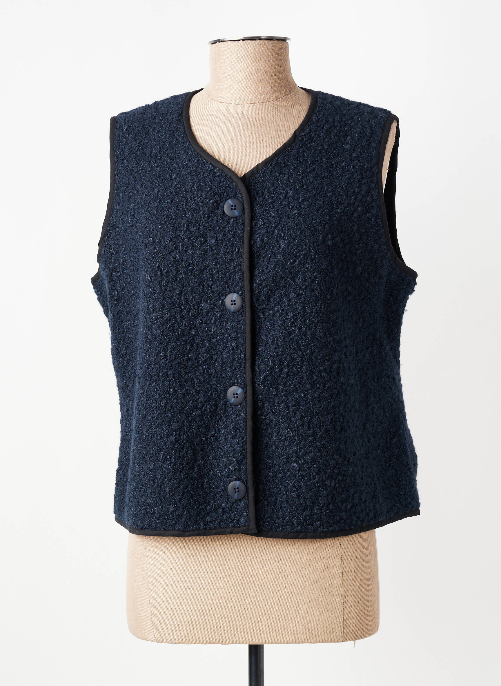 Gilet sans manche coupe droite bleu GEVANA femme