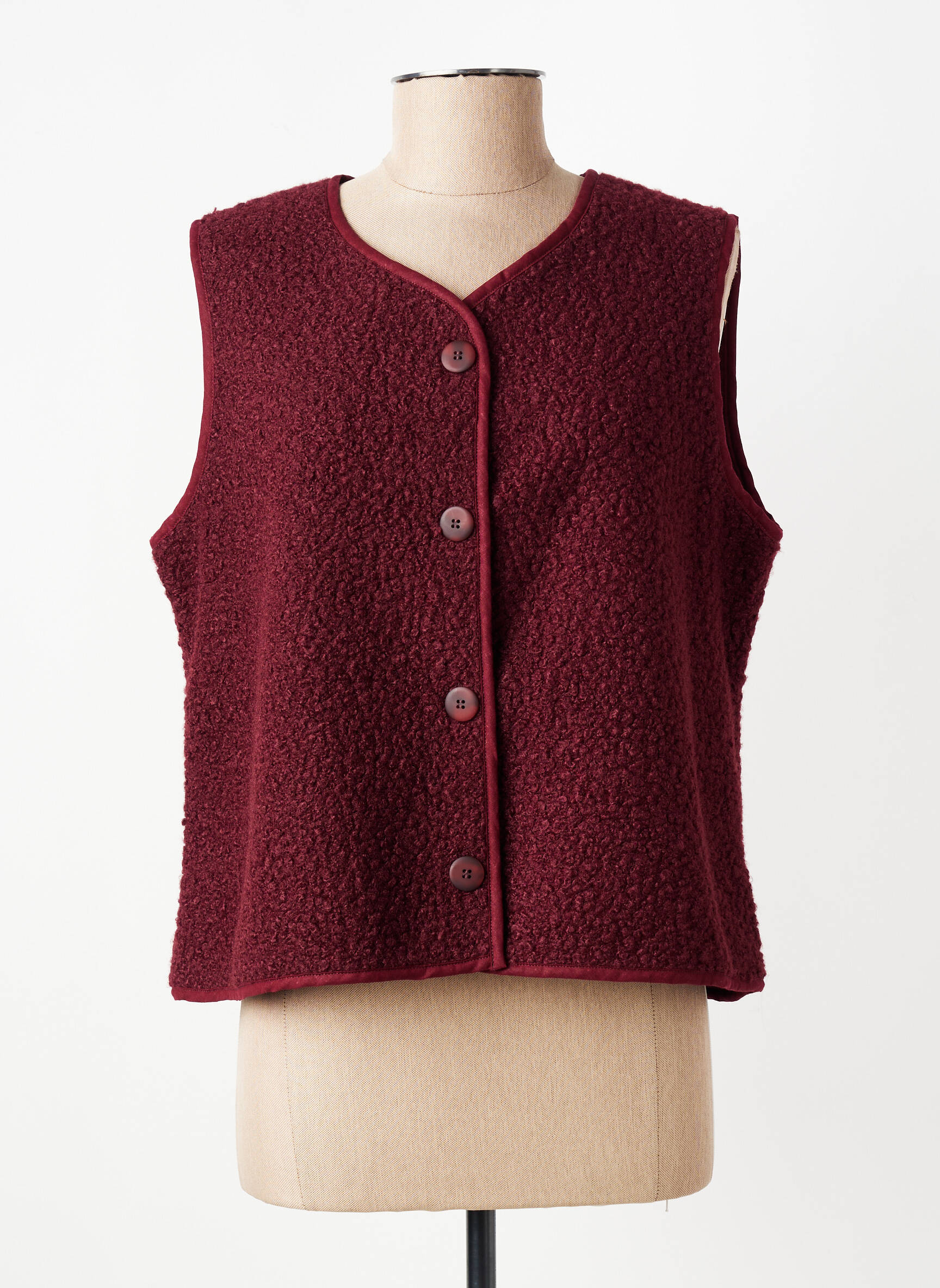 Gilet sans manche coupe droite rouge GEVANA femme