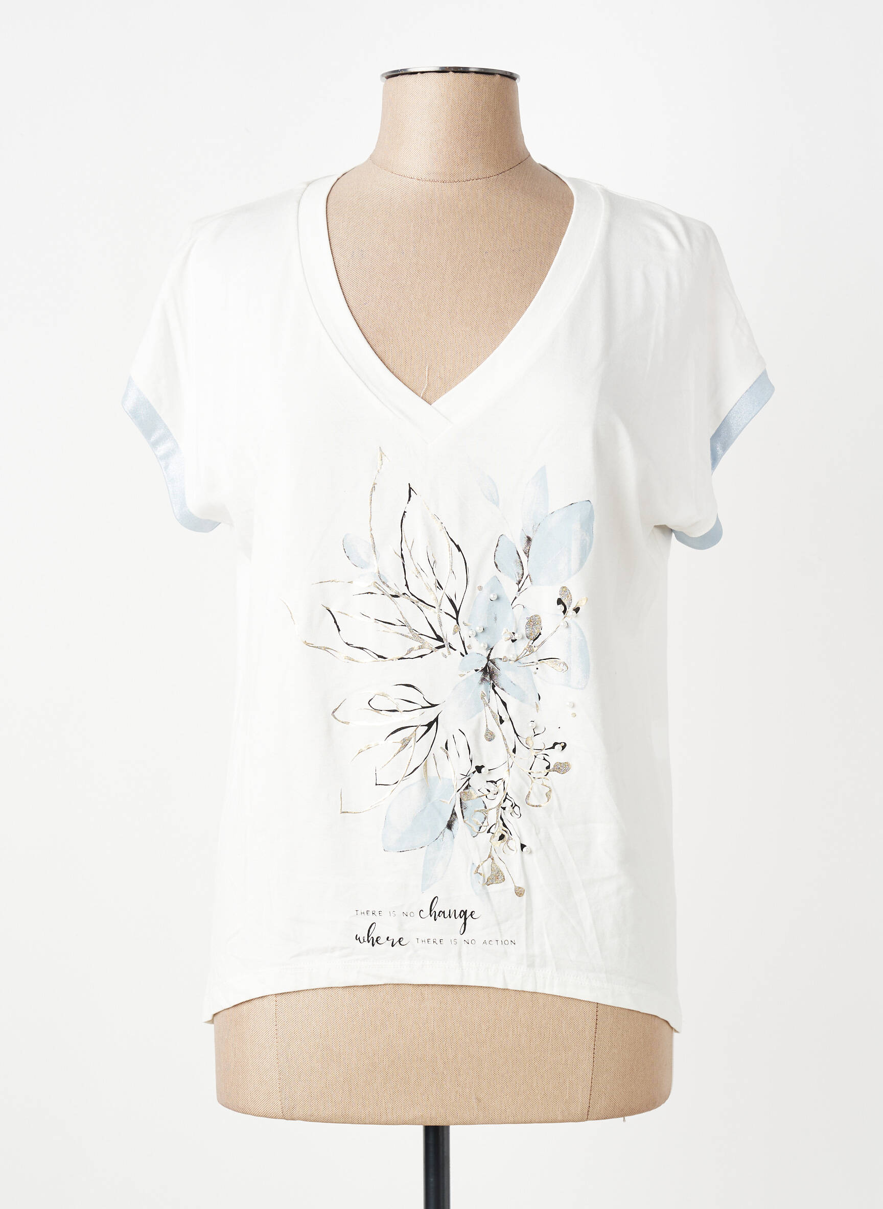 T-shirt coupe droite manches courtes beige GEVANA femme