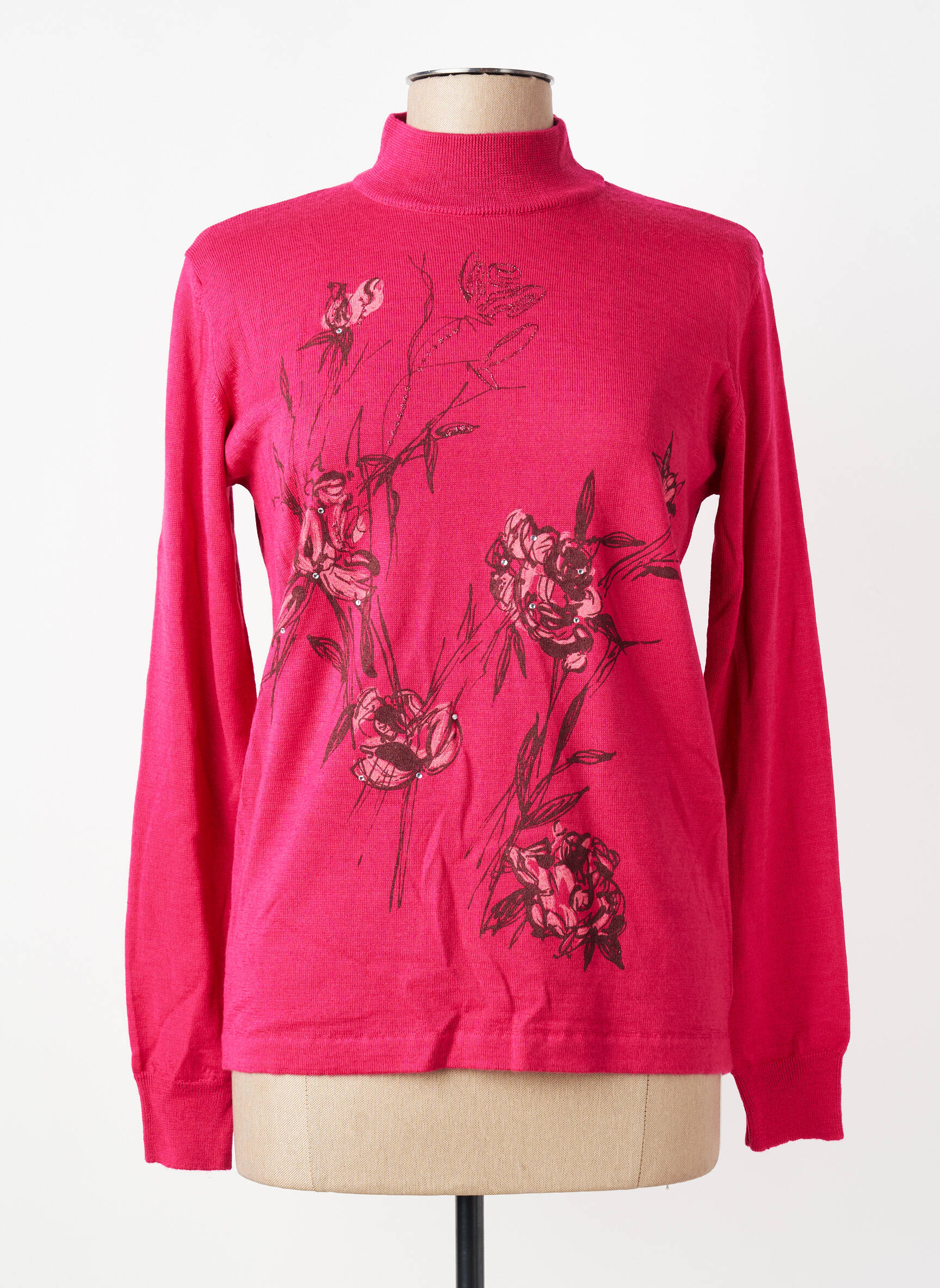 Pull resserrée sur le bas manches longues rose GEVANA femme