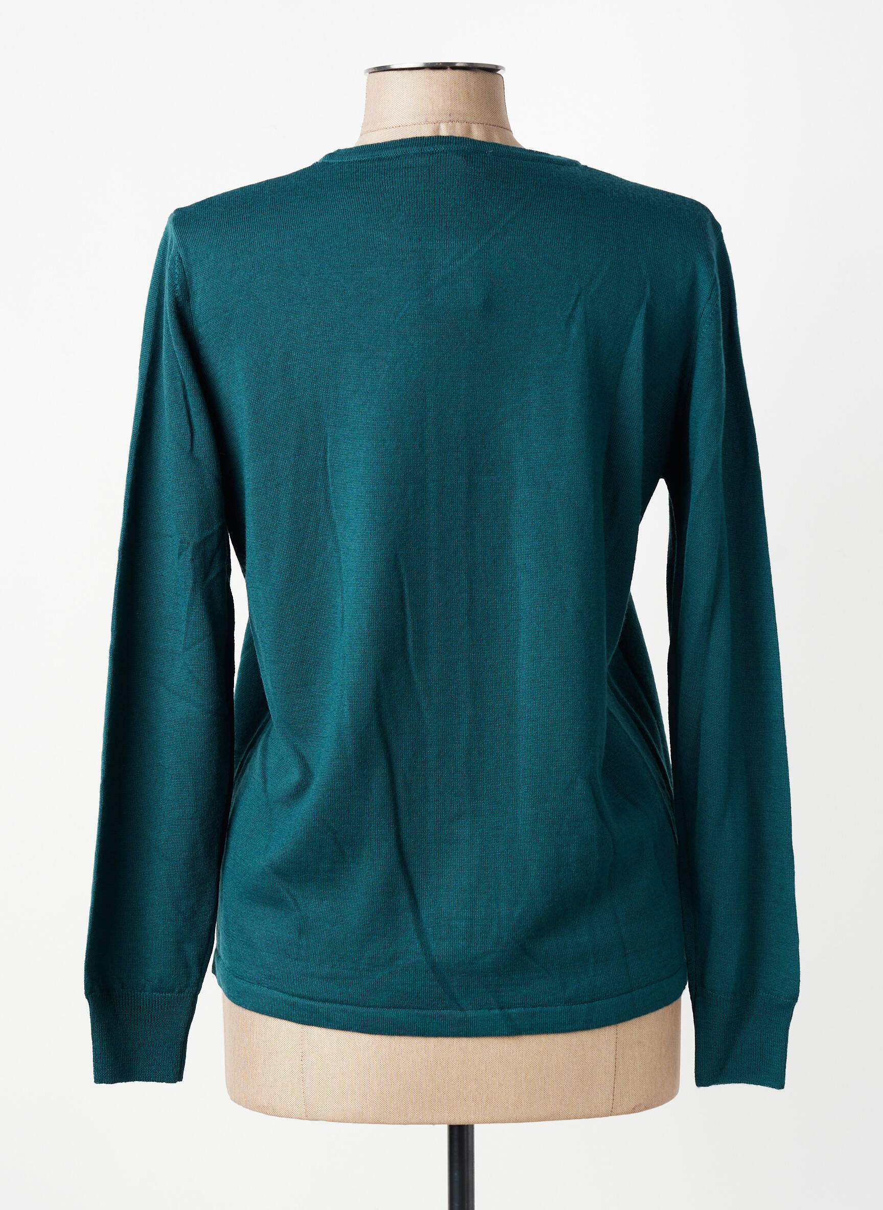 Gilet manches longues col rond vert GEVANA femme