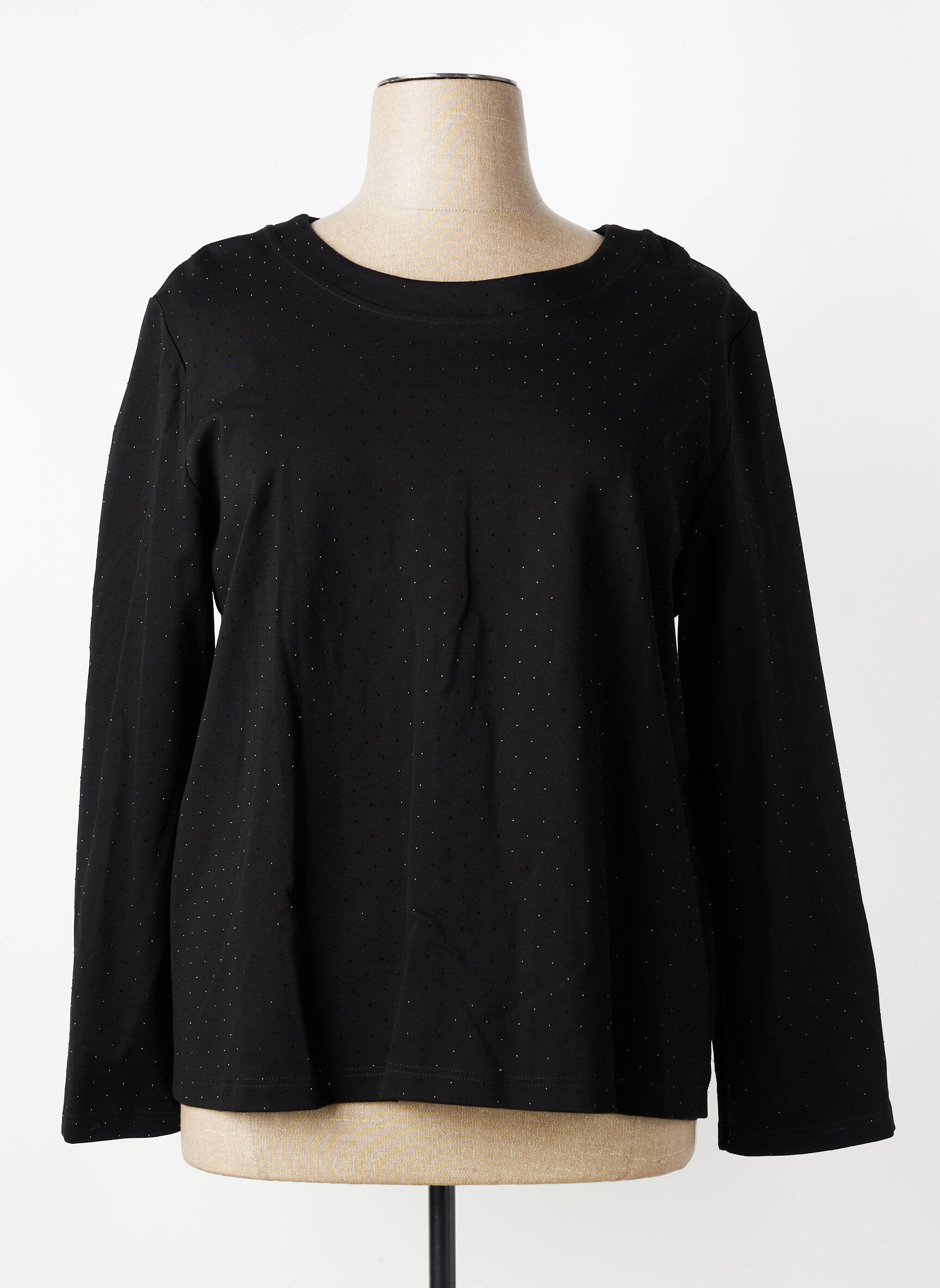 Sweat-shirt stretch manches longues noir GEVANA femme