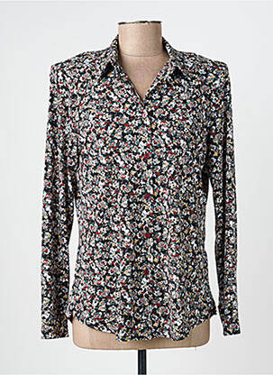 Chemisier coupe cintrée manches longues noir GEVANA femme