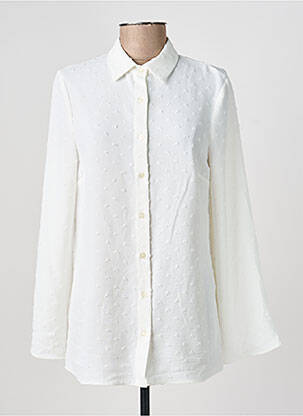 Chemisier tissage crêpe manches longues blanc DIVILUNE femme