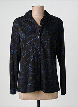 Chemisier coupe cintrée manches longues noir GEVANA femme