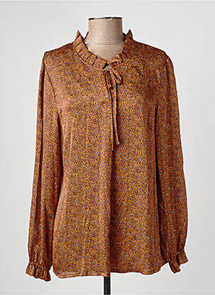 Blouse col rond manches longues marron GEVANA femme