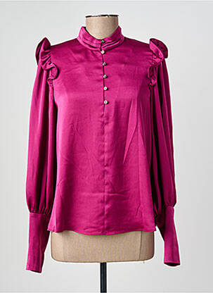 Blouse poignets boutonnés avec fente manches longues rose DIVILUNE femme