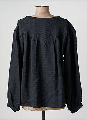 Blouse tissage popeline manches longues noir GEVANA femme