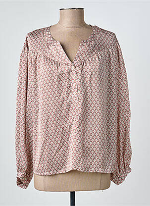 Blouse tissage popeline manches longues rose GEVANA femme
