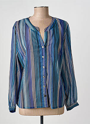Chemisier tissage crêpe manches longues bleu GEVANA femme