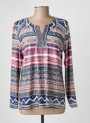 T-shirt imprimé fantaisie manches longues bleu GEVANA femme