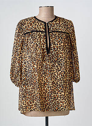 Blouse col rond manches 3/4 marron GEVANA femme