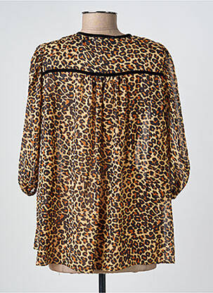 Blouse col rond manches 3/4 marron GEVANA femme