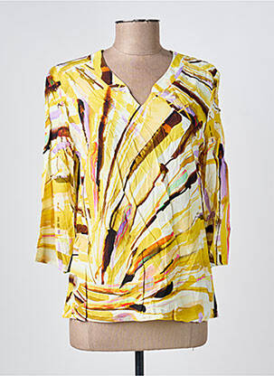 Blouse tissage popeline manches 3/4 jaune GEVANA femme