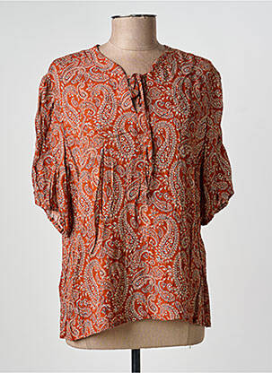Top imprimé fantaisie manches courtes marron GEVANA femme