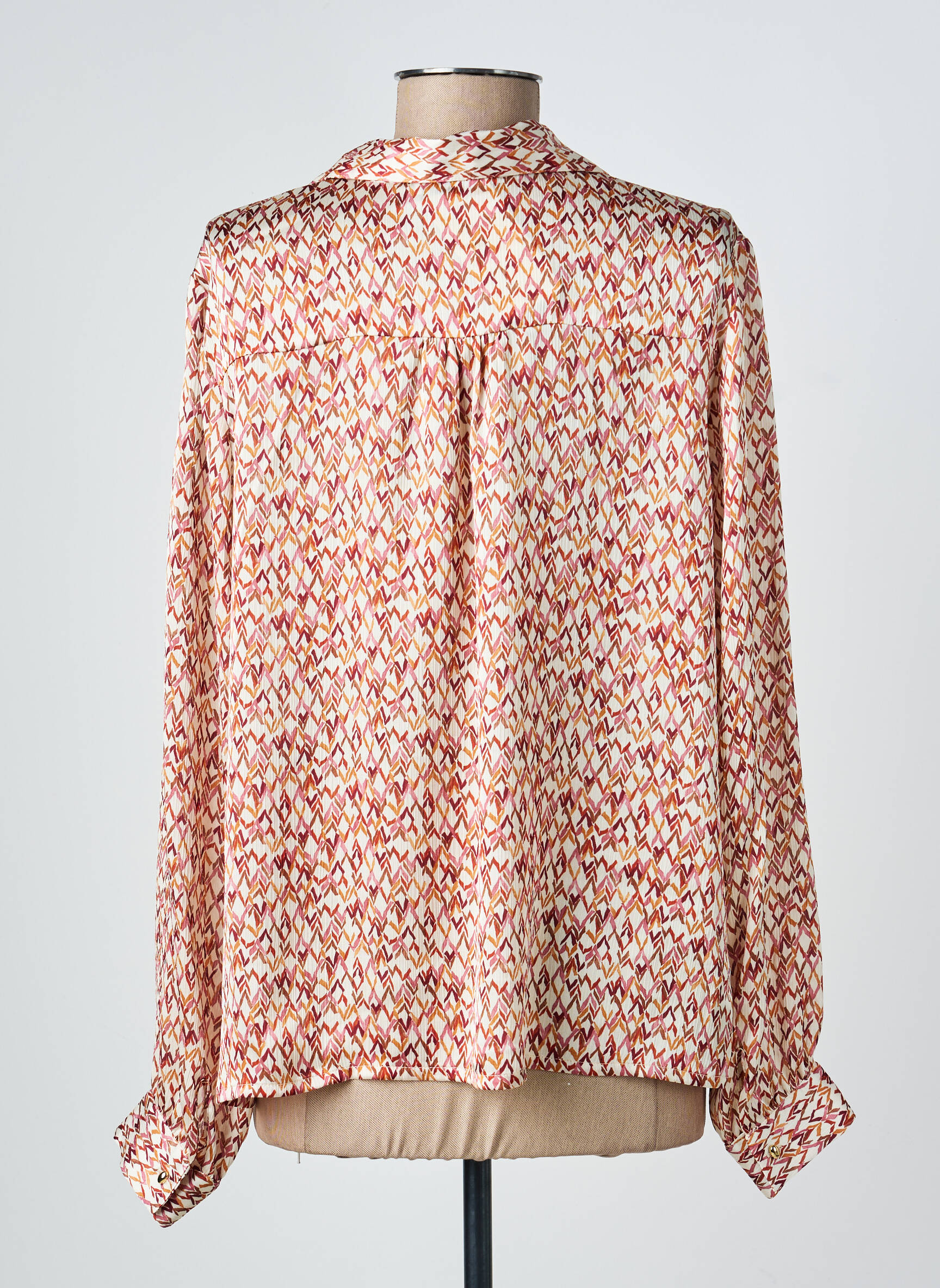 Blouse imprimé fantaisie manches longues beige GEVANA femme